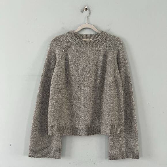 AG Adriano Goldschmied Noelle Metallic Shimmer Wool Blend Bell Sleeve Sweater - Picture 4 of 8